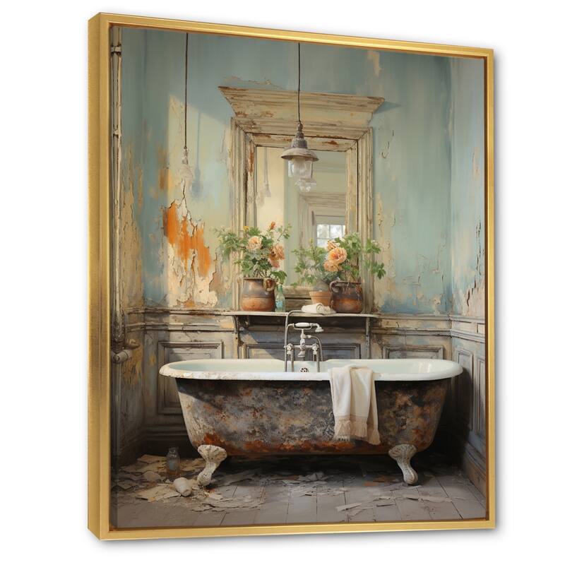 Designart "Bathroom Vintage Charm II" Bathroom Framed Wall Art Prints
